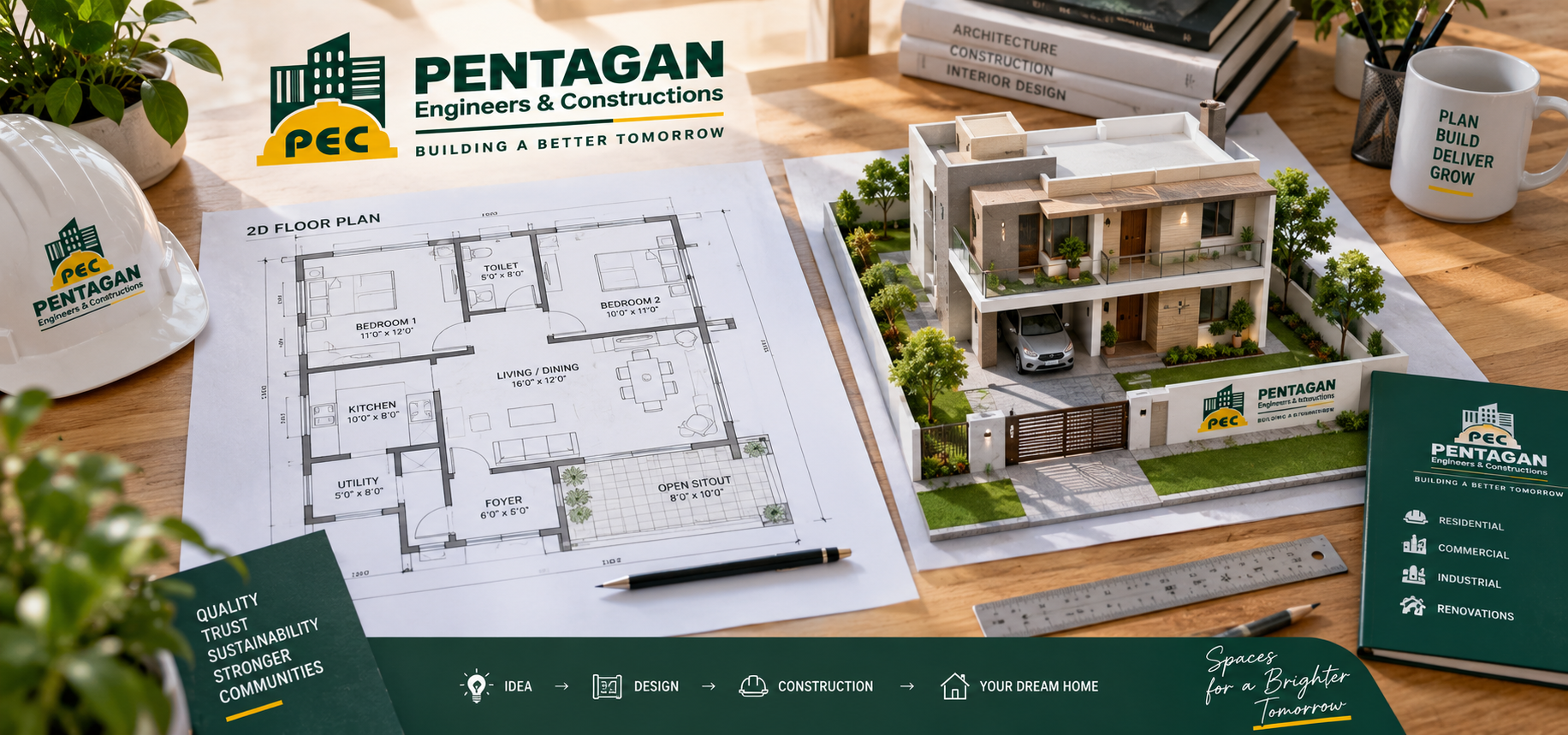 Architectural floor plan and 3D house design