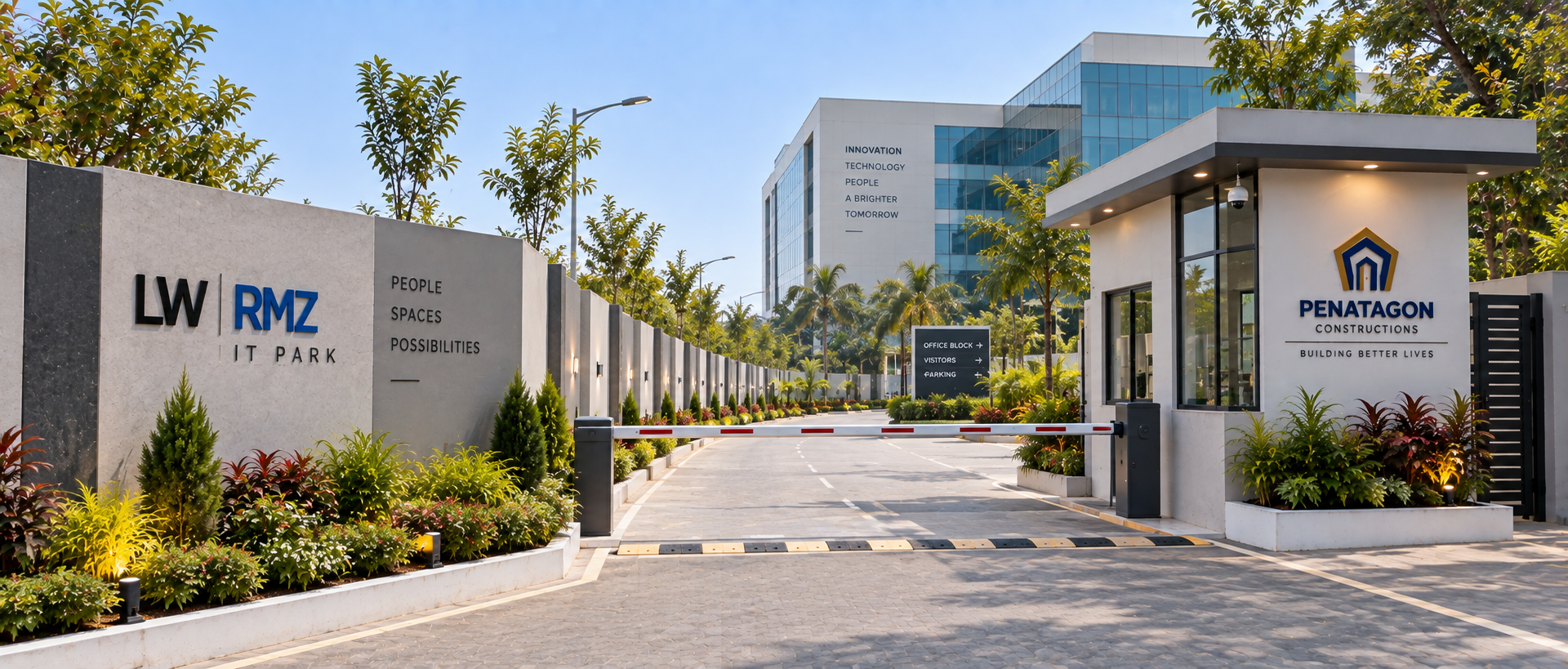 L&W Building Construction guard house and compound wall, RMZ IT Park, Porur