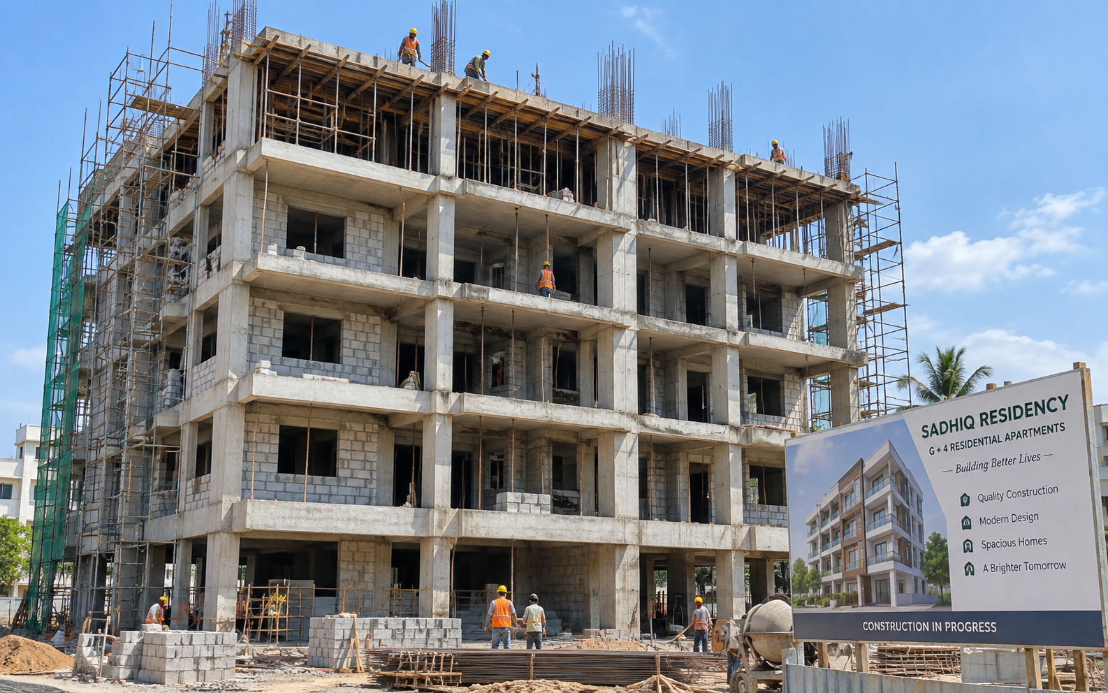 Mr. Sadhiq residence, G+4 floors under construction