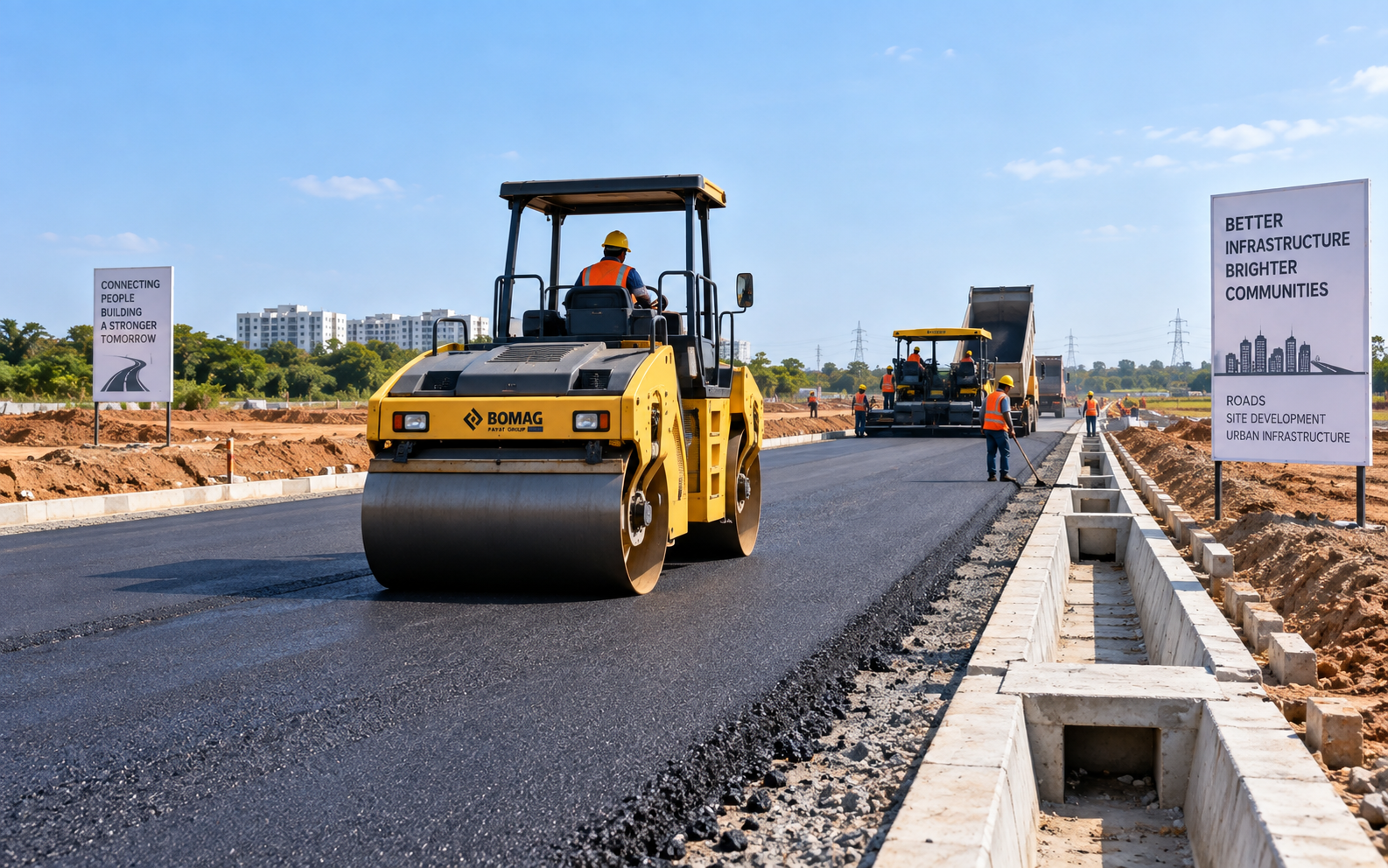 Road construction and site development work